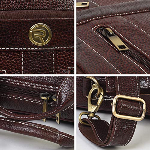 Image of Genuine Leather Unisex 15.6 inch Professional Laptop Office Messenger Bag (Bombay Brown)