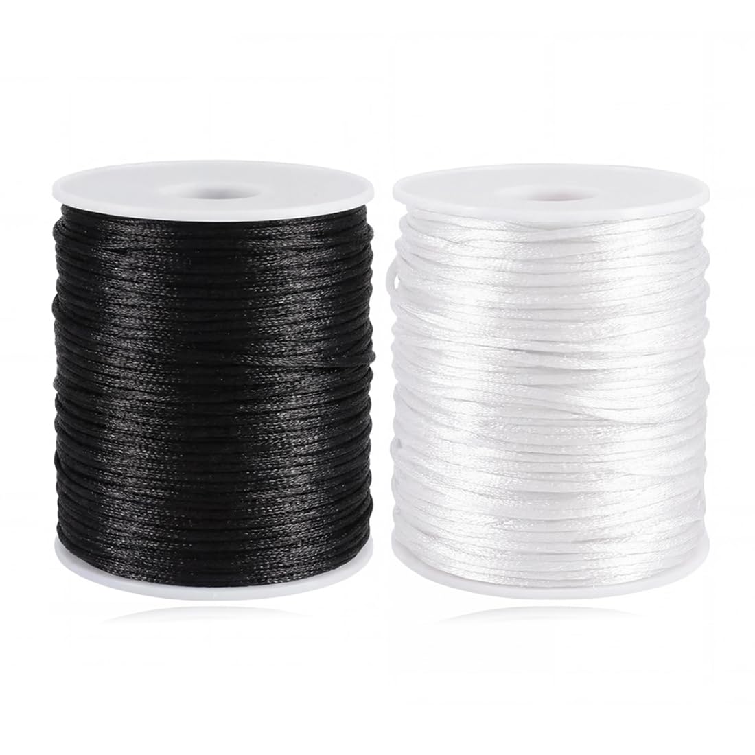Suo Long Nylonschnur für Armbänder 1,5mm Armband Schnur 2 Rolles Nylonfaden für Armbänder Schwarz + Weißer 100 Meters Jedes Nylon Schnur Perlen Auffädeln Halskette Schmuckherstellung DIY Handwerk