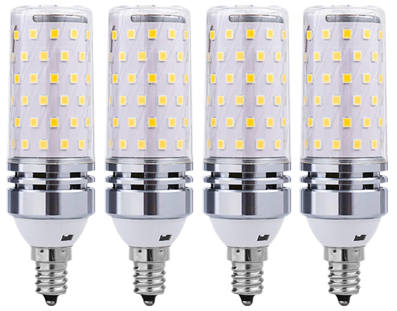 LED Corn Bulbs 12W, Candelabra LED Light Bulbs, 6000K Cool White, 1200LM, 100W Incandescent Equivalent, LED Corn Lamp Non-dimmable, 4-Pack (6000K-Cool White, E14 Base)