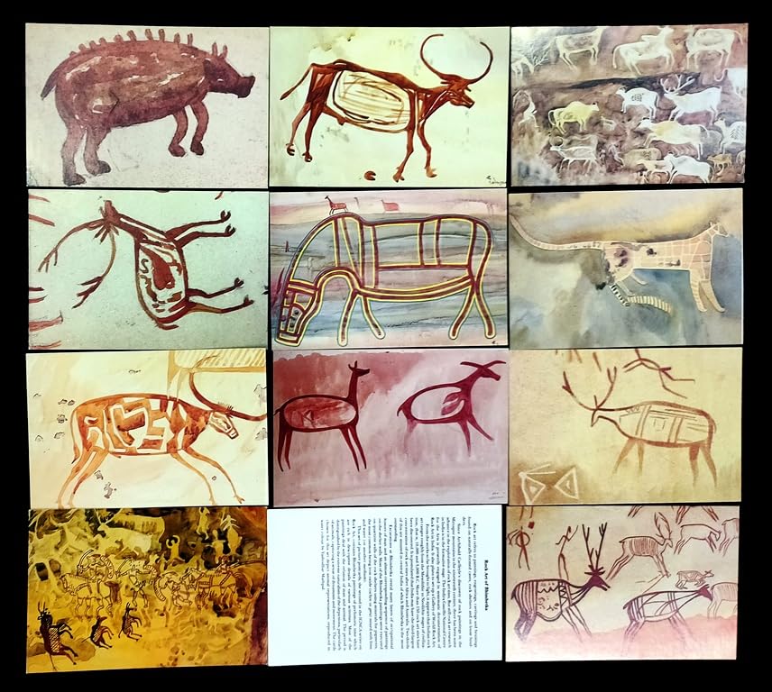 ISC~ India – 11 Different Picture Postcards, Rock Art of Bhimbetka Paintings of Pre Historic Time, Relation of Man and Animals ~ STAMPEX-picture-10