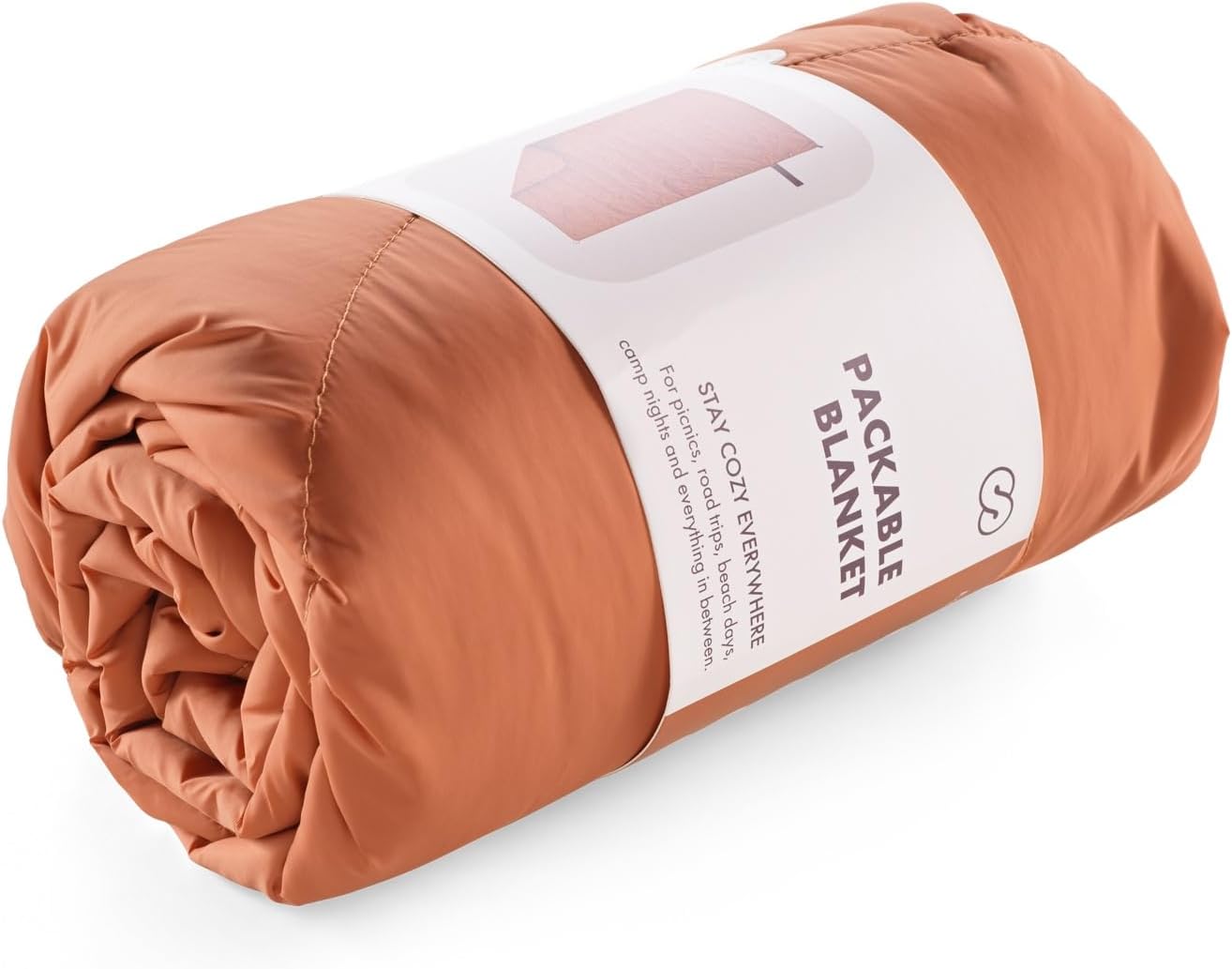 Huzi Infinity Travel - Packable Blanket - Puffy - for Travel Outdoor Picnic Trip Camping Beach - 57 x 38 (Terracotta)