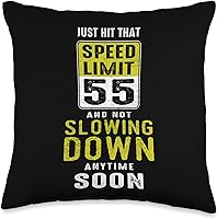 Vista 5 de Hit That Speed Limit Sign 55 Not Slowing Down 55th Almohada de cumpleaños, 18 x 18 pulgadas, multicolor