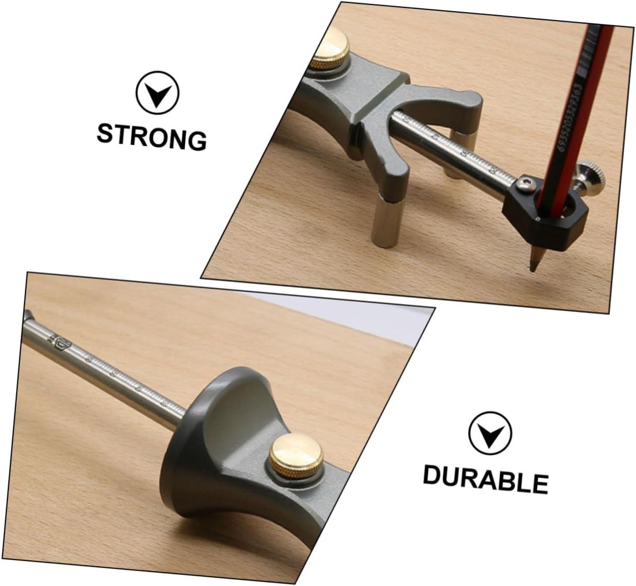 KALLORY Woodworking Scriber Tool Dual-purpose Marking Gauge for Carpentry with Linear and Arc Marking Functions, Copper Mortise Gauge Suitable for DIY Woodworking Projects