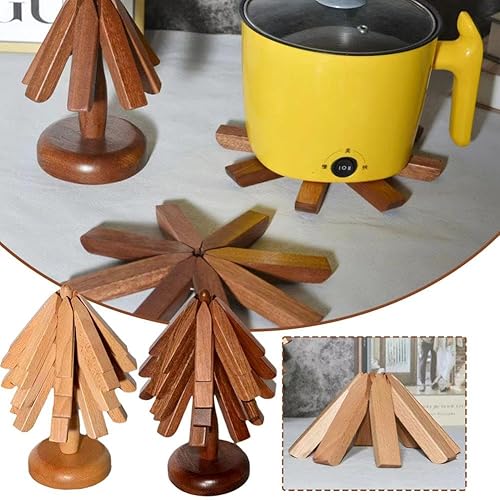 Miniatura 2 de Treelike - Juego de salvamanteles de bambú resistentes al calor, salvamanteles de madera para platos calientes, juego de salvamanteles en forma de