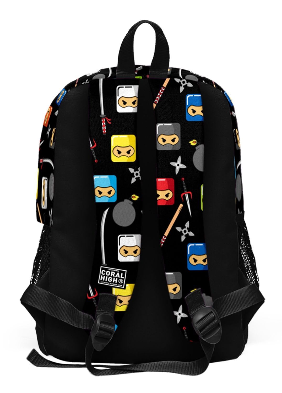 Coral High Kids Siyah Ninja Desenli Dört Bölmeli Okul Sırt Çantası 23473