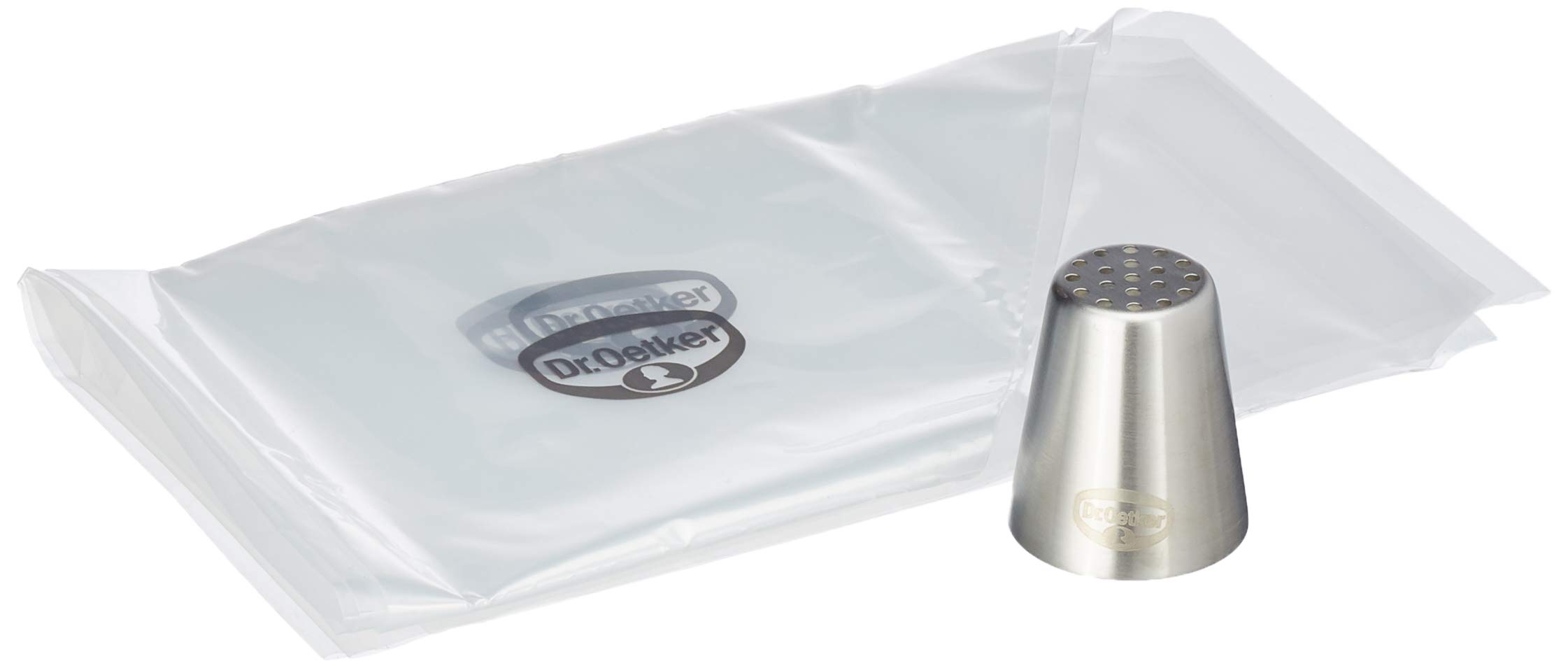 Dr. Oetker 1991 - Boquilla para hierba con manga pastelera desechable, color plateado y transparente