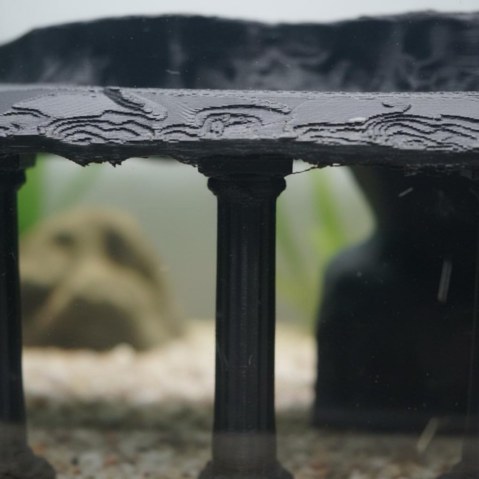 Aquarium Höhle Klassische Säulen Villa Tunnel Unterschlupf Dekoration Aquarium Zubehör für Gestaltung für Ruhezone Aquarienlandschaft Heimbecken, Grau, M
