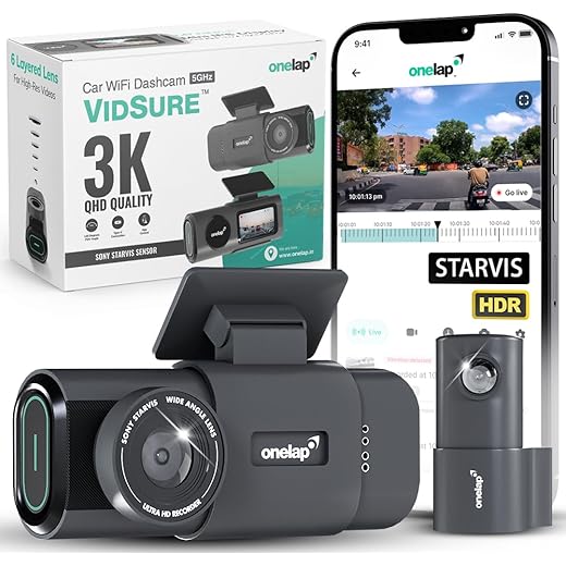 Onelap Vidsure 3K Dashcam Front + Rear