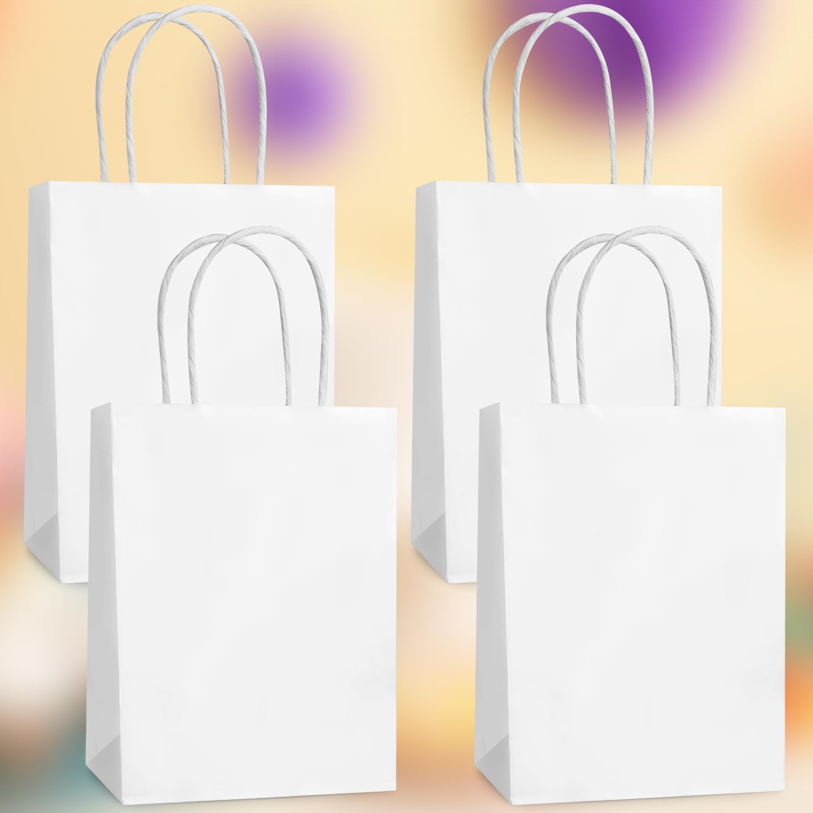 Hxezoc 12 Pieces White Gift Bags with Handle, Paper Treat Candy Bag Retail Kraft Shopping Bags for Valentines, Baby Showers Birthday Party Decoration Supplies