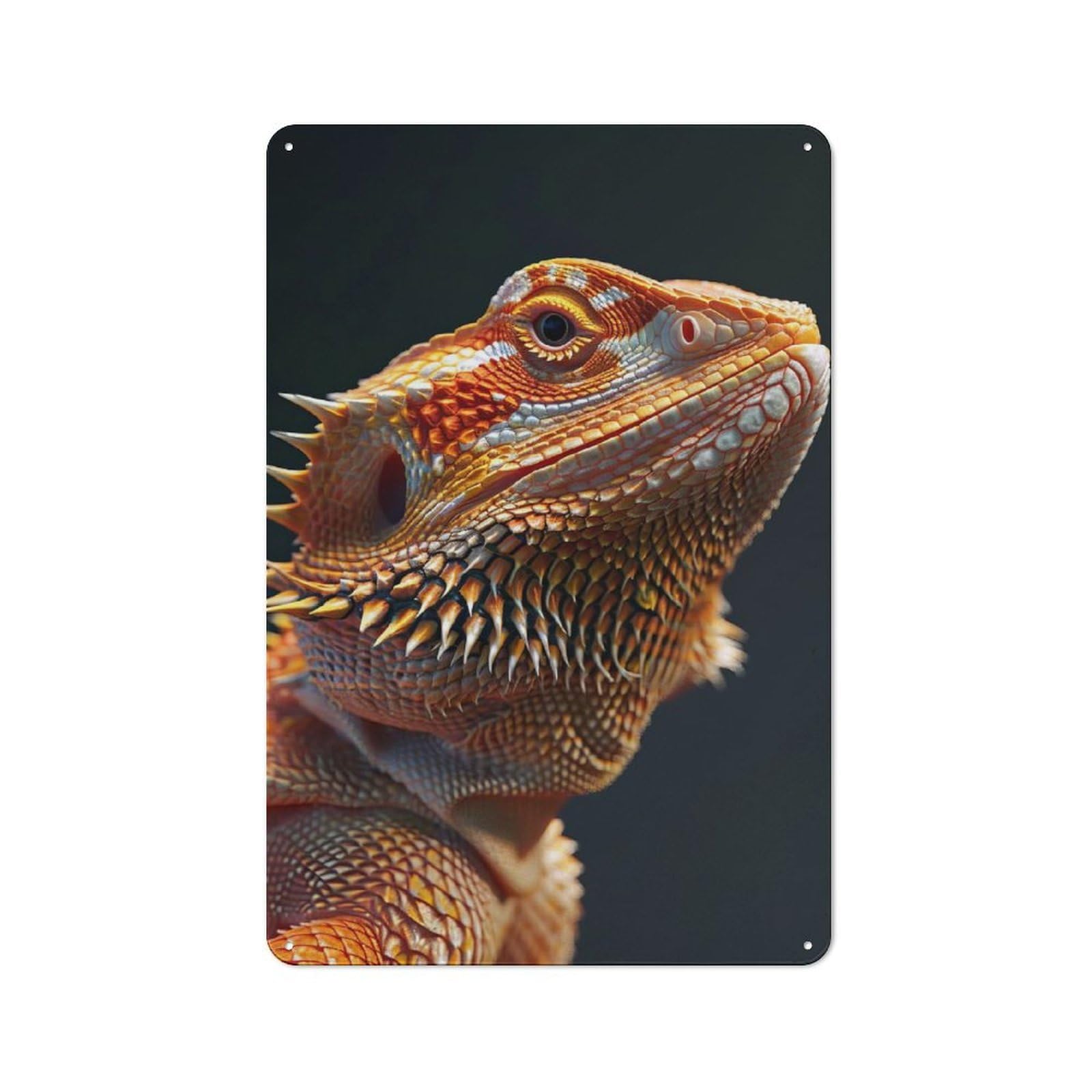 Junmoney Style-21 Shop Front Style Bearded Dragon Lizard Pet Decorative Metal Plaque 30X20cm, Shop Wall Decor For Cafe, Bistro, Bakery Or Restaurant