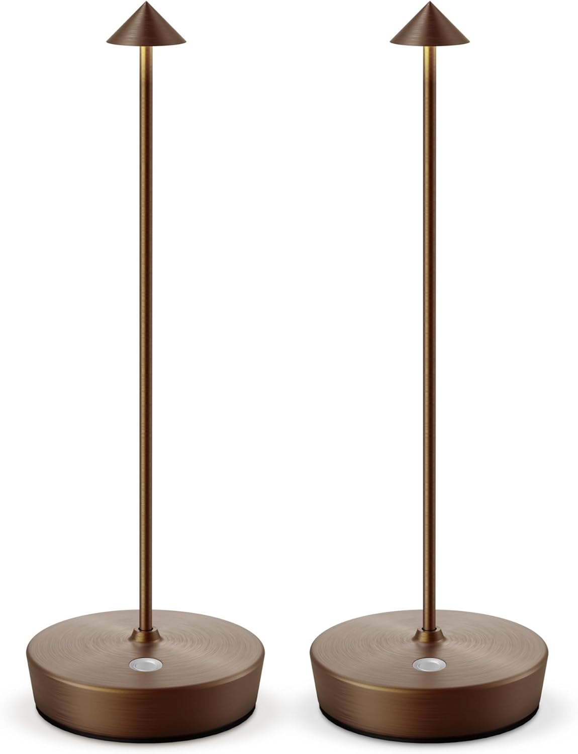 2 Pack Cordless Table Lamp Rechargeable - 6000mAh Battery Operated LED Table Light - Portable Waterproof Touch Dimmable Table Lamp for Patio Restaurant Outdoor (2 Brushed Brown)