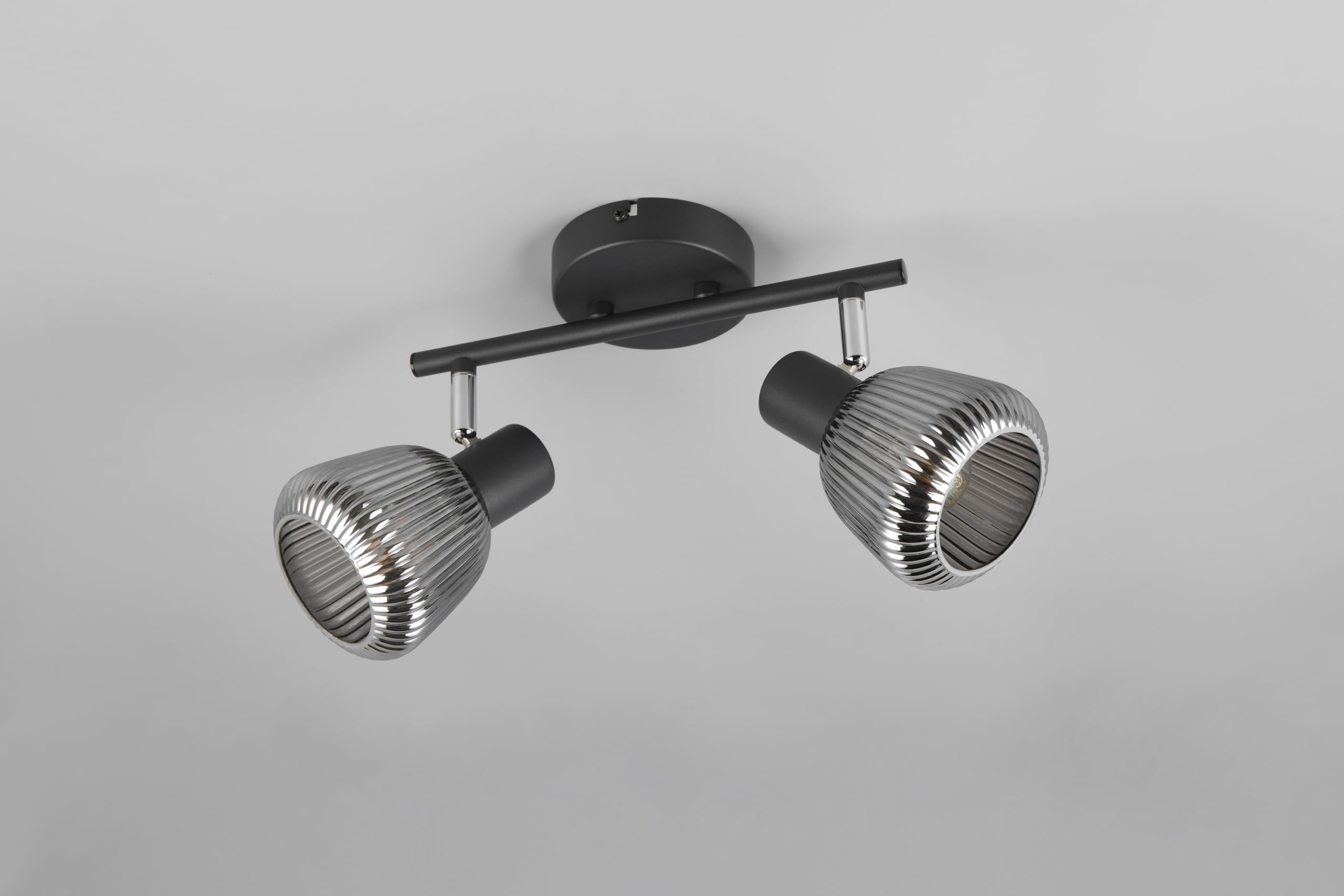 Trio Leuchten Spotbalken Tarifa 862800232, Metall Schwarz matt, Glas Chrom bedampft, exkl. 2x E14