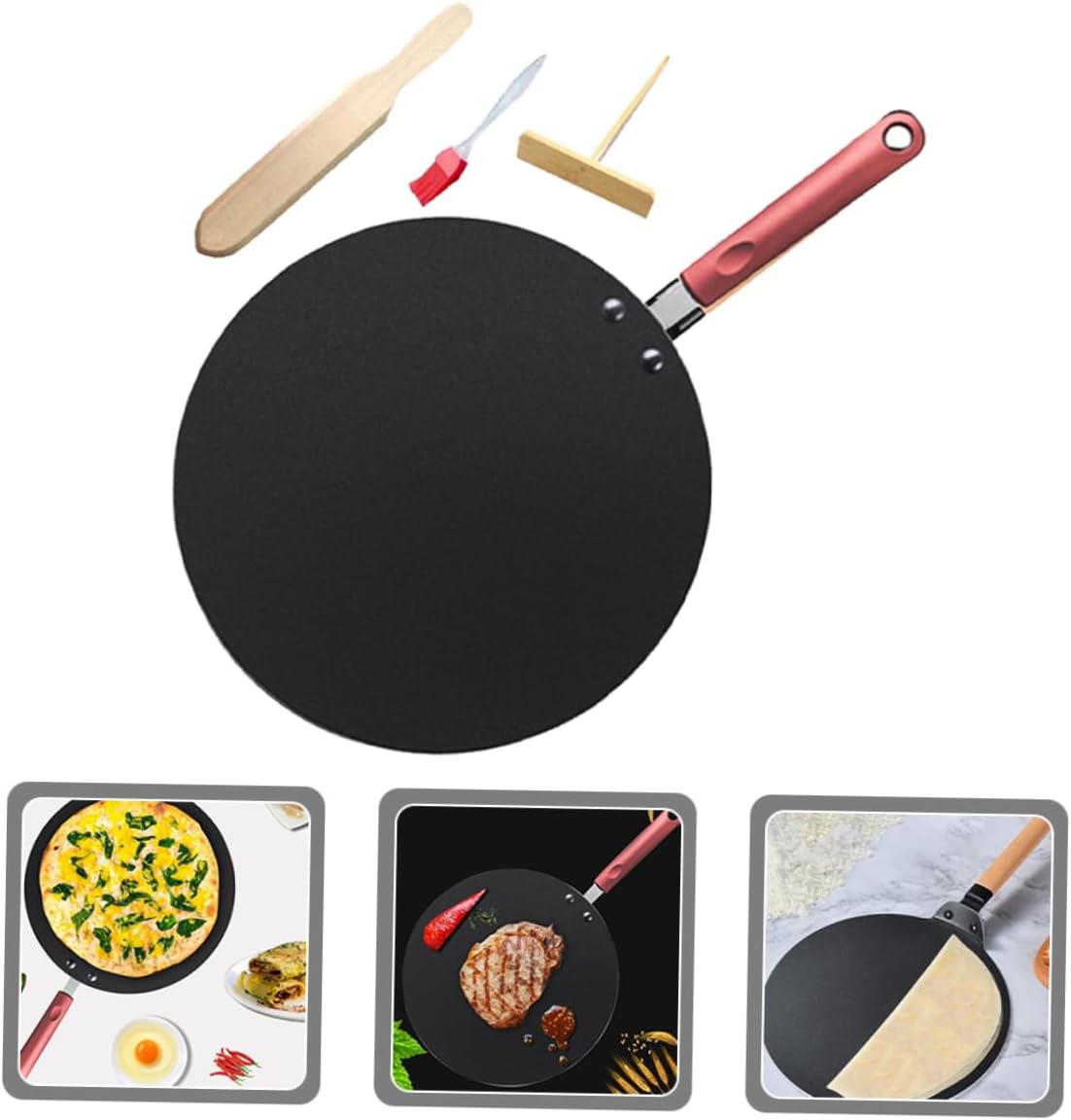 LIFKOME Flat Pancake Griddle Pan Nonstick Great for Eggs Pancakes Steaks Compact Easy to Store