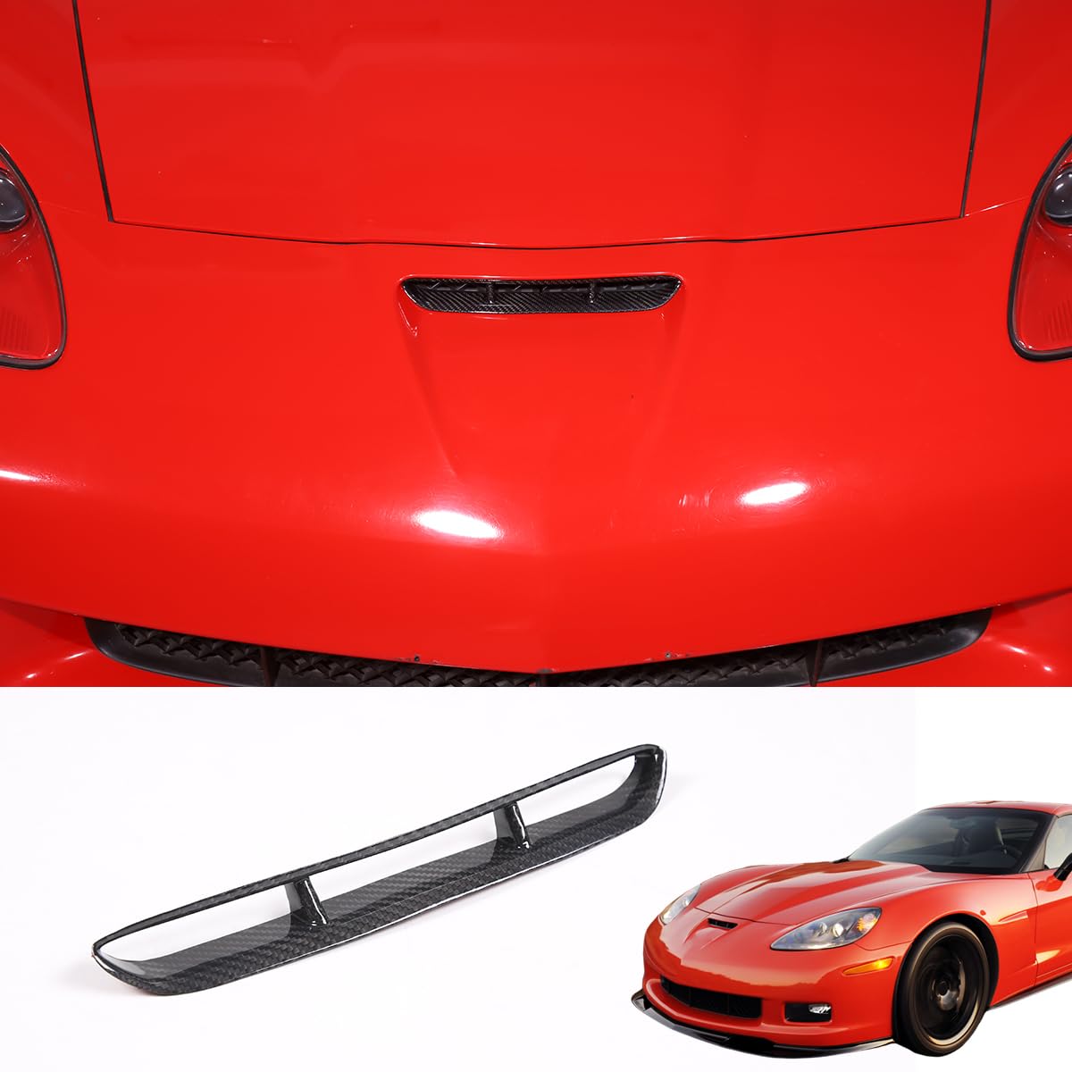JONKOKO 100% Real Carbon Fiber Car Bonnet Vents Compatible with Chevrolet Corvette C6 2005-2013 Car Exterior Decorative Air Flow Intake Bonnet Vent Hood Cover Automotive Exterior Accessories