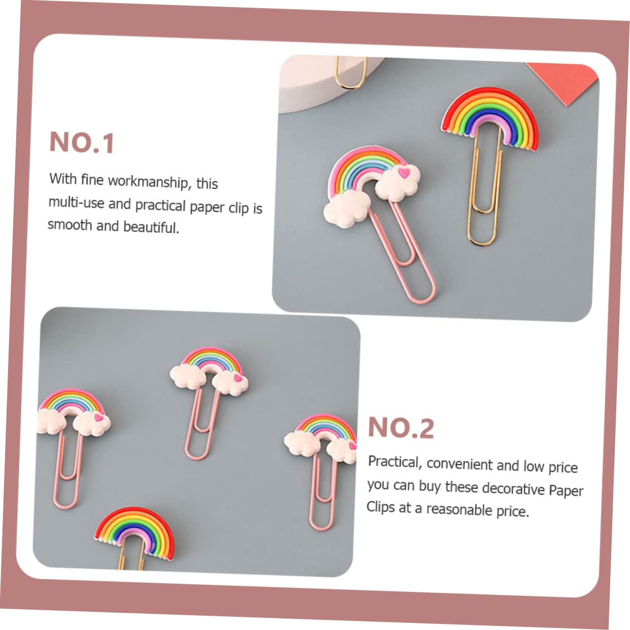 NUOBESTY 60stücke Bunte Büroklammern Im Regenbogen-design Niedliche Lesezeichen Und Vielseitige Dokumentenklammern Für Schule Und Büro Für -projekte Organisation Von Unterlagen