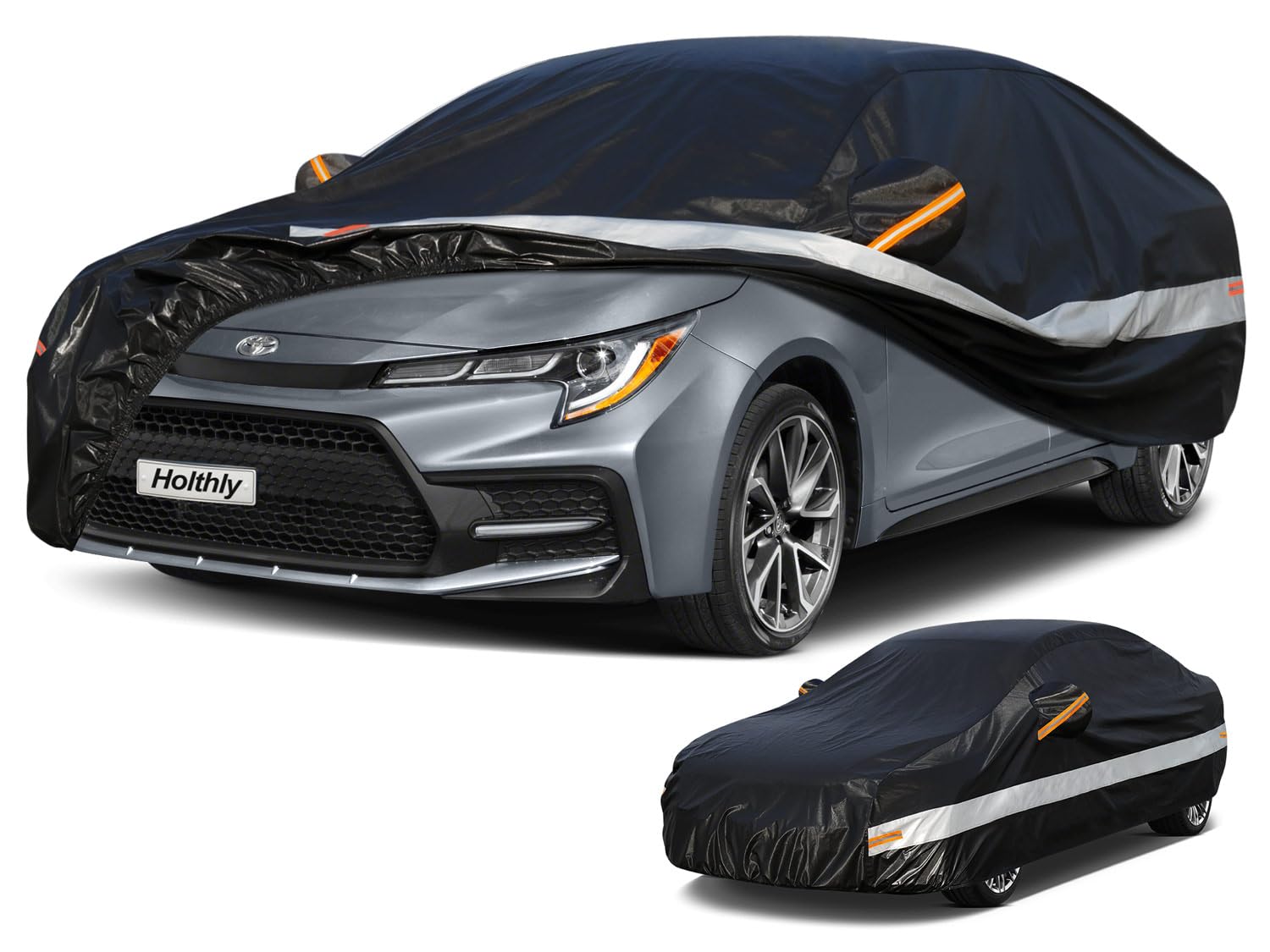 Holthly 10 Layers Car Cover Custom Fit for Toyota Corolla Sedan (1996-2024) Waterproof All Weather for Automobiles, Outdoor Full Cover Sun UV Rain