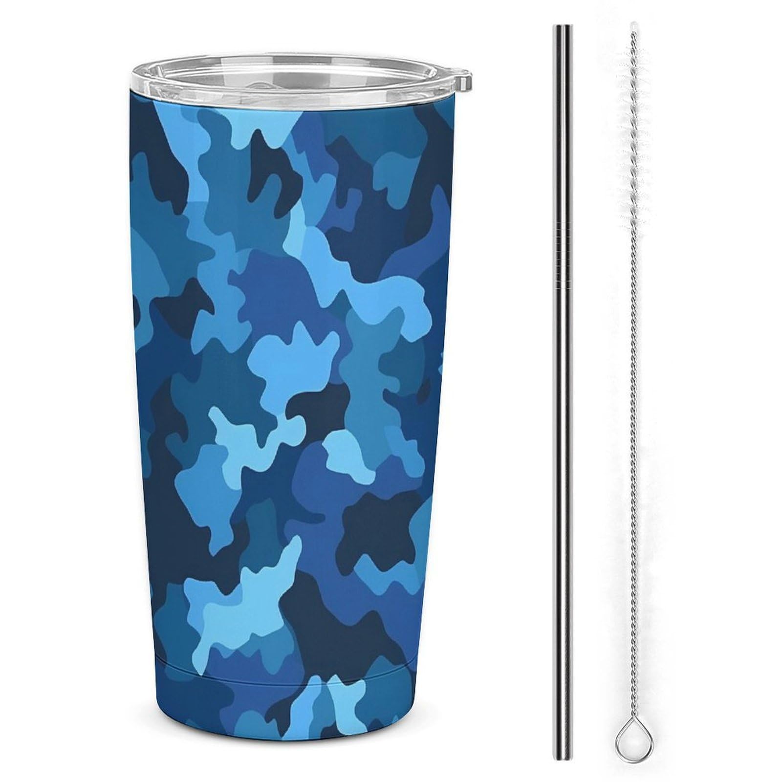 Gobelet isotherme de 591 ml en acier inoxydable durable avec paille et couvercle
