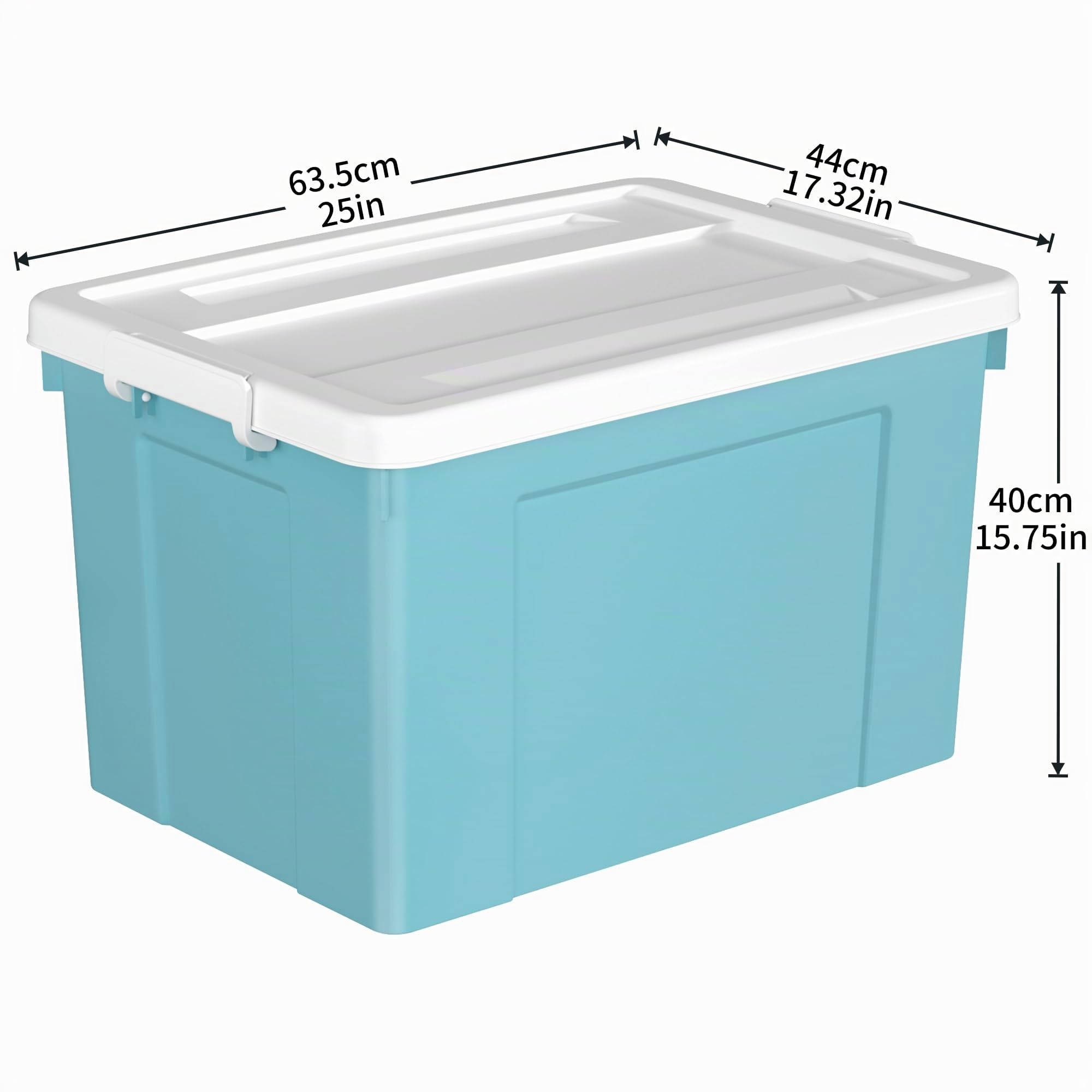 Cetomo 90L*6 Caja de Almacenamiento con Ruedas, Caja de Plástico con Tapa y Cierre Seguro, Contenedor de Almacenamiento Grande, Duradera, Apilable, Resistentes, Azul, Paquete de 6 de 90L