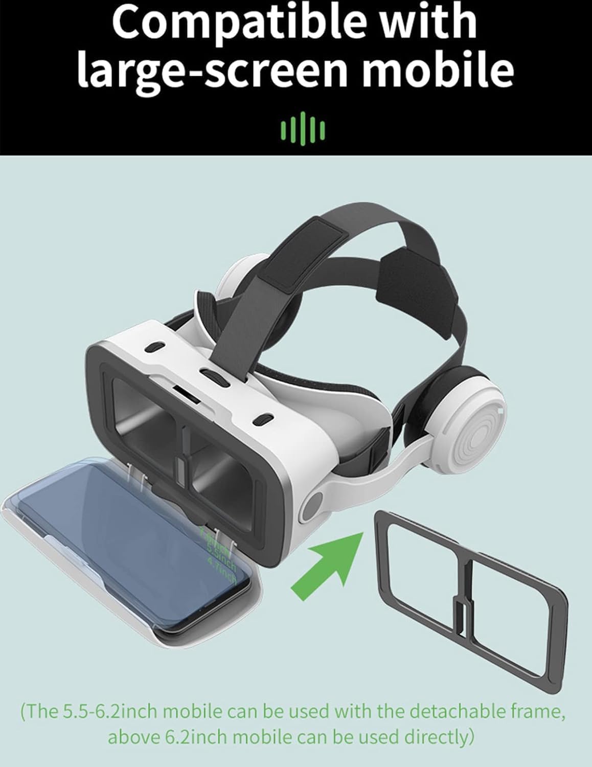 Gafas VR, 3D VR Gafas de Realidad Virtual VR Glasses Objetivo y Pupila Regulable para 4.7" - 7.2" Android/iOS Smartphone (Blanco)