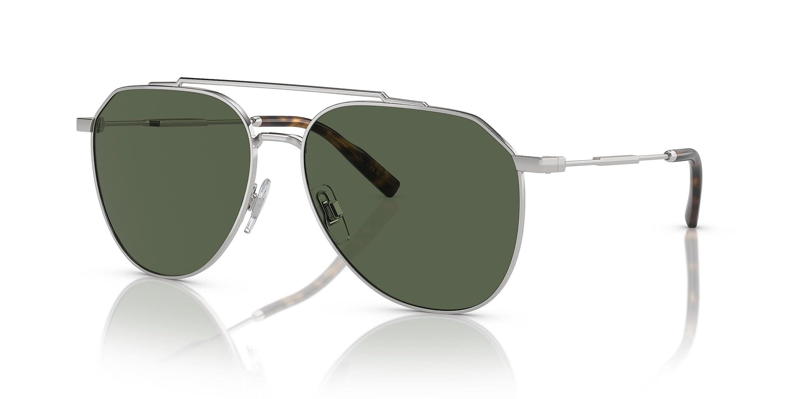 Dolce Gabbana Sunglasses DG 2296 05 9A Silver Dark Green Polar