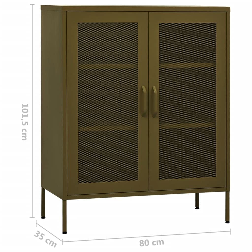 Armadio da ufficio, autoportante, in metallo, per aziende, ufficio, scuola, verde oliva, 80 x 35 x 101,5 cm, in acciaio (facile da montare)