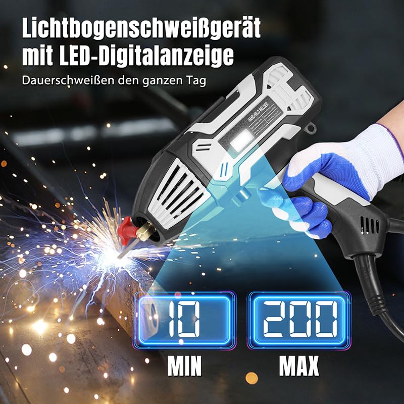 Handschweißgerät, 220V/3000W 200A Elektroden Schweißgerät mit 6 Stromstärkenverstellung, IGBT Inverter ARC Tragbare Schweißmaschine für 2,4-3,2mm Elektroden, Reparaturen Professionelle Schweißprojekte