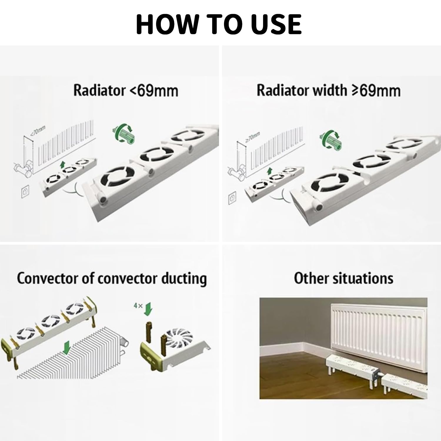 Ventilatore per Radiatore con 3 Ventole Migliorate, Ventilatori per Radiatori Ultra Silenziosi, Ventola del Riscaldatore Intelligente, Risparmio Energetico e Aumenta l'efficienza di (Singolo Set)
