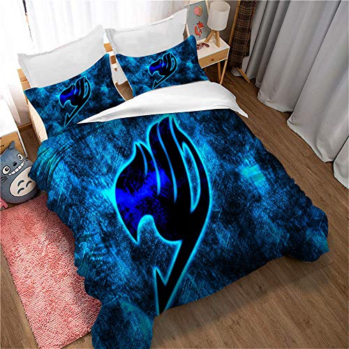 Literie 135X200 Microfibre 3 Pièces - Ensemble De Housse De Couette Avec Fairy Tail Naz, Housses De Couette Douces Et Moelleuses Avec Fermeture éclair Et 2 Taie D'oreiller (200 x 200 cm,Image 03) Cover