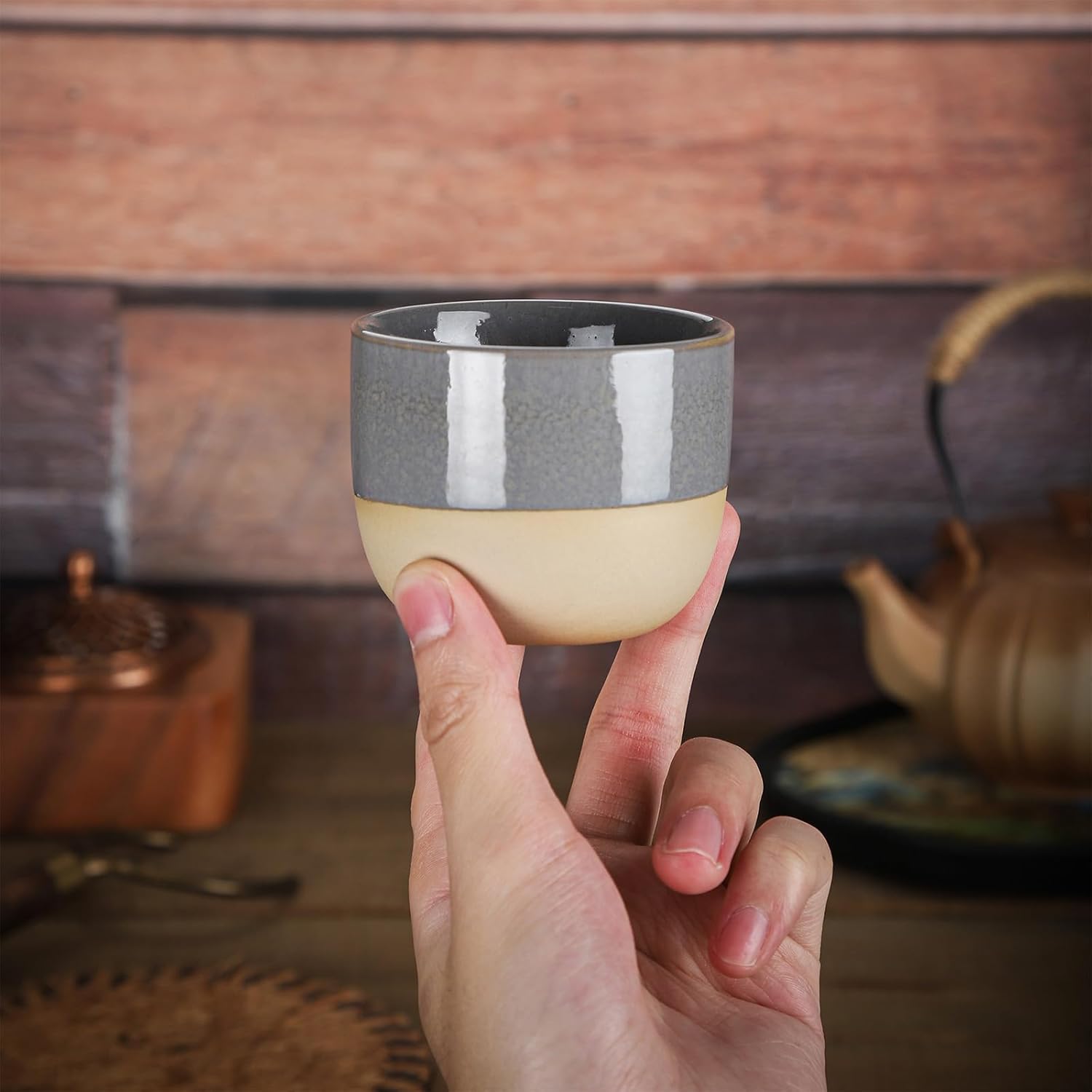 VanEnjoy Espresso Cups Set of 4 Stackable Coffee Mugs Colorful Unique Ceramic Glazed Demitasse Espresso Cups 4 Colors Ceramic Espresso Mugs 5oz Espresso Cups for Tea Coffee - Image 6