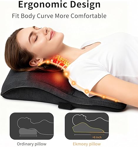 Miniatura 2 de Masajeador de espalda con calor, masajeador de espalda y cuello para aliviar el dolor de tejido profundo, almohada de masaje de amasamiento 3D para