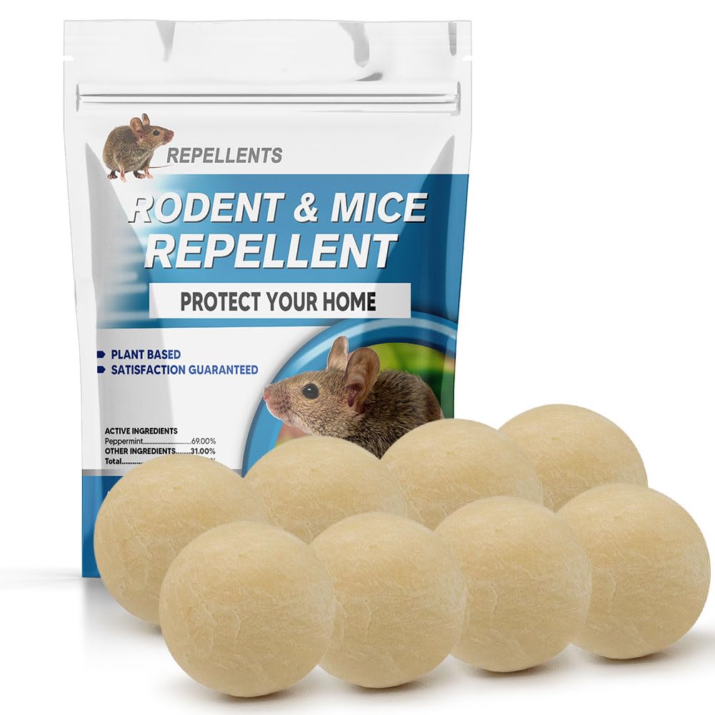 Rodent Repellent Indoor and Outdoor, Mice Repellent for House, Mouse Repellents,Peppermint to Repel Mices and Rats, Mice Away Repellant for Outdoor, Rat Deterrent,Better Than Ultrasonic- 8P