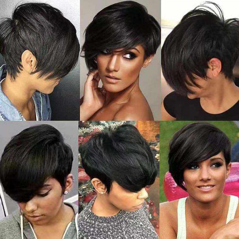 Miniatura 6 de Pelucas de cabello humano, corto, corte Bob para mujeres