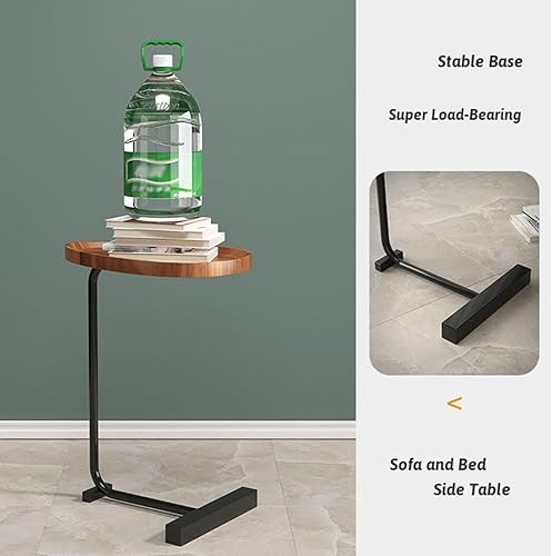 Miniatura 3 de TRUNYAQI Mesa auxiliar en forma de C, mesa auxiliar pequeña en C para sofá y mesita de noche, mesas auxiliares de sofá que se deslizan debajo, mesa