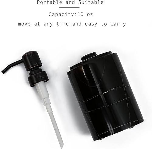 Miniatura 5 de Dispensador de jabón de mármol negro para baño y cocina - Dispensador decorativo de jabón líquido de piedra de mármol natural - Dispensador de jabón