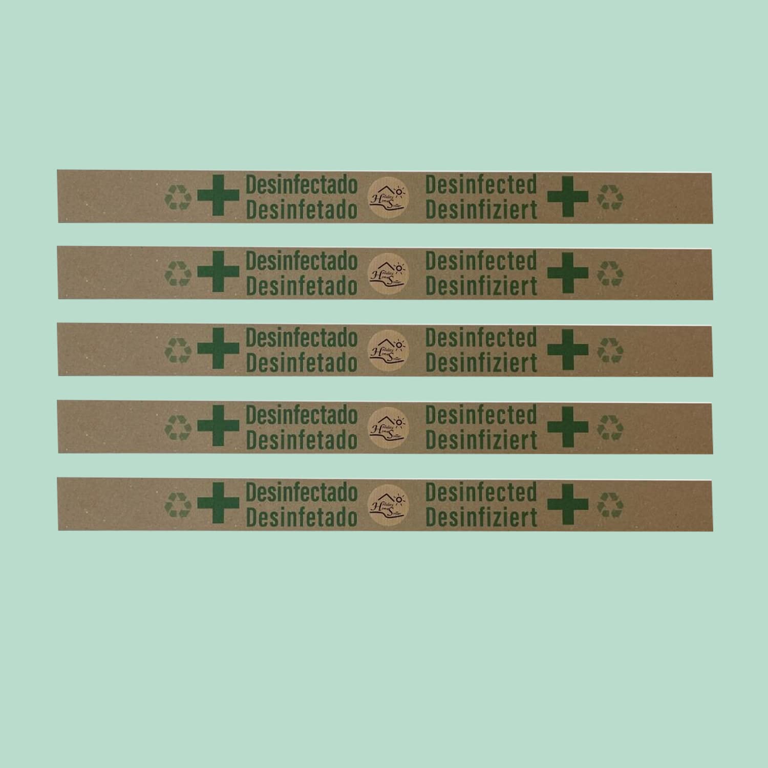 Precinto de garantía WC ecológico. Papel 100% reciclable - apto para tirar al WC. 5 cm de ancho | 1000 unidades por caja | Papel ecológico con mensaje en varios idiomas 55x5 cm | 1000 unidades
