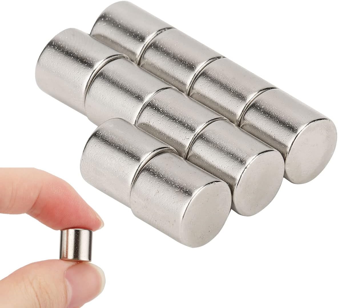 10 PCS Refrigerator Magnets 3/8" x3/8" Cylinder Magnets Small Permanent Rare Earth Magnets Neodymium Magnet for Multi-Use Fridge Whiteboard DIY Scientific Craft Office Magnets, 10x10mm
