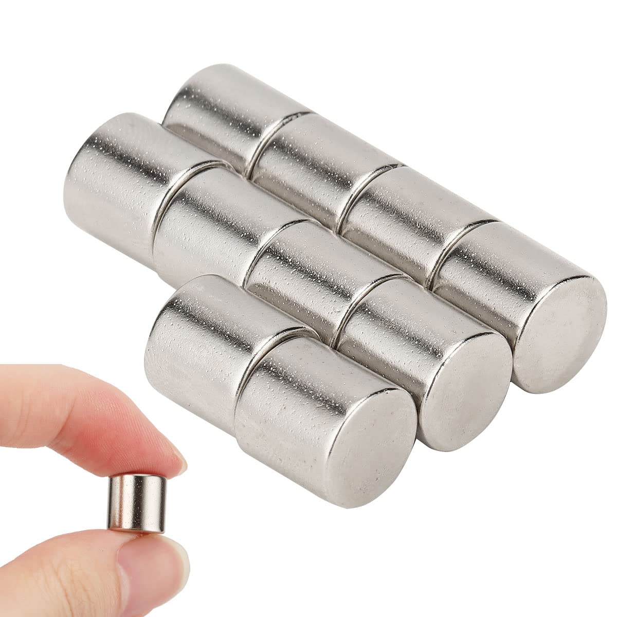 40 PCS Refrigerator Magnets 3/8" x3/8" Cylinder Small Magnets Permanent Rare Earth Neodymium Magnet for Multi-Use Fridge Whiteboard DIY Scientific Craft Office Magnets, 10x10mm