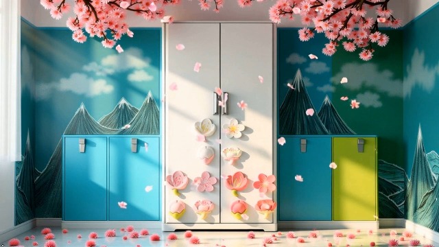 12 imanes decorativos 3D de flor sakura rosa set miniatura 7