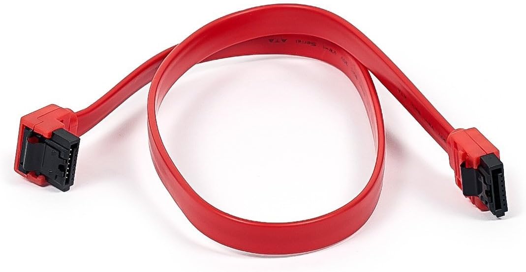 Monoprice 18-Inch SATA III 6.0 Gbps Cable with Locking Latch and 1 x 90-Degree Plug (108785) Red