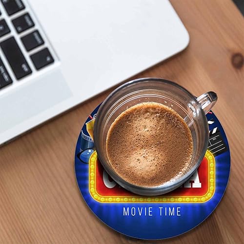 Miniatura 4 de Pznen Posavasos con temática de cine para mesa, película, bebida, palomitas de maíz, tabla de aplaudir película realista, juego de 2 posavasos