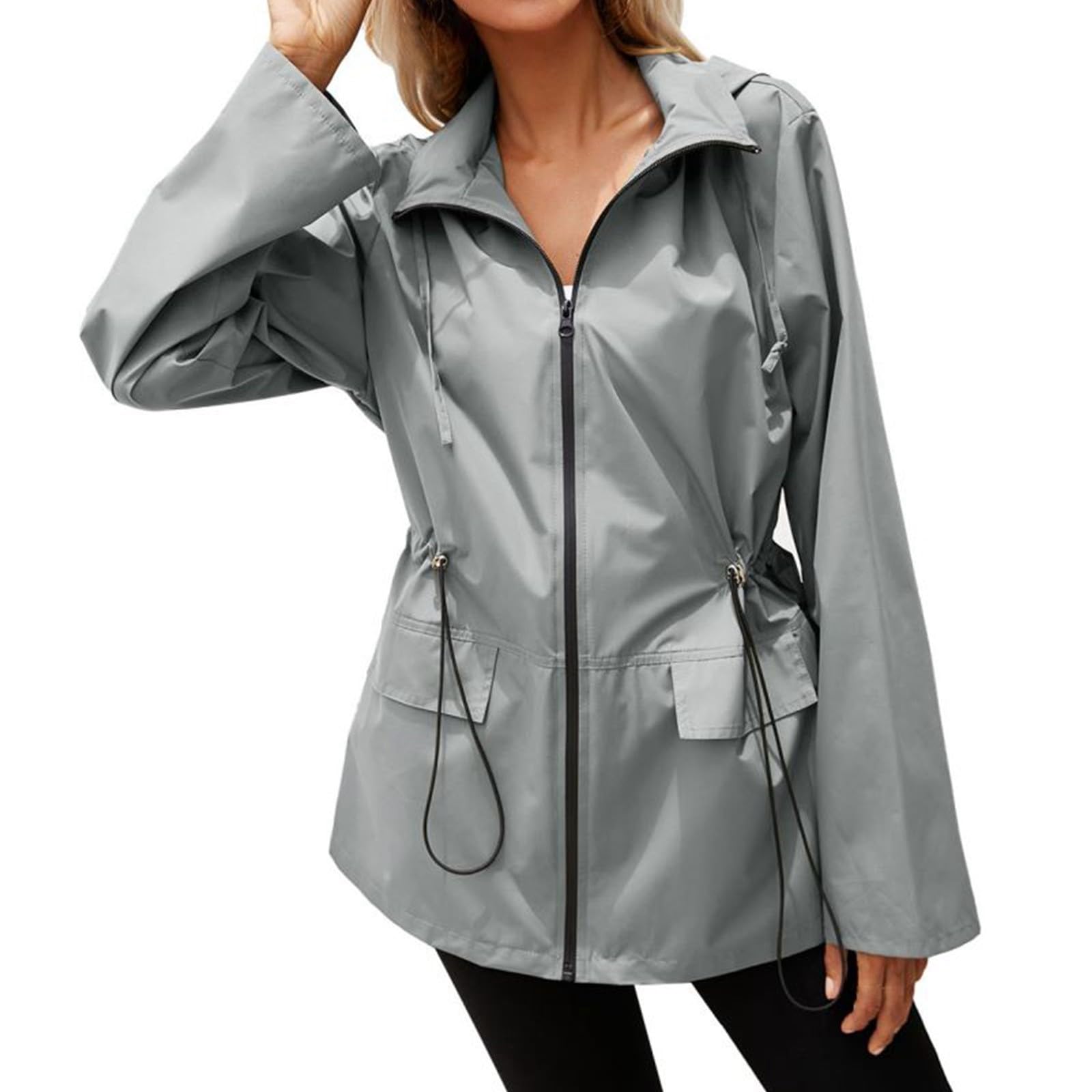 Cortavientos Mujer-Chubasquero Con Capucha Y Cremallera Para Mujer Para OtoñO E Invierno Deportes Al Libre Chaqueta A De Informal Para Ir Al Trabajo Senderismo Abrigo Prendas De Vestir Exteriores