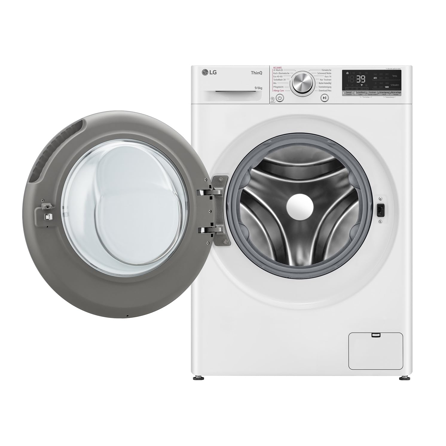 LG Electronics Frontlader-Waschtrockner 9-6 kg 1360 U/min AI Direct Drive Wi-Fi Tiefenreinigung mit Dampf TurboWash Aqualock 62 x 60 x 85 cm Weiß