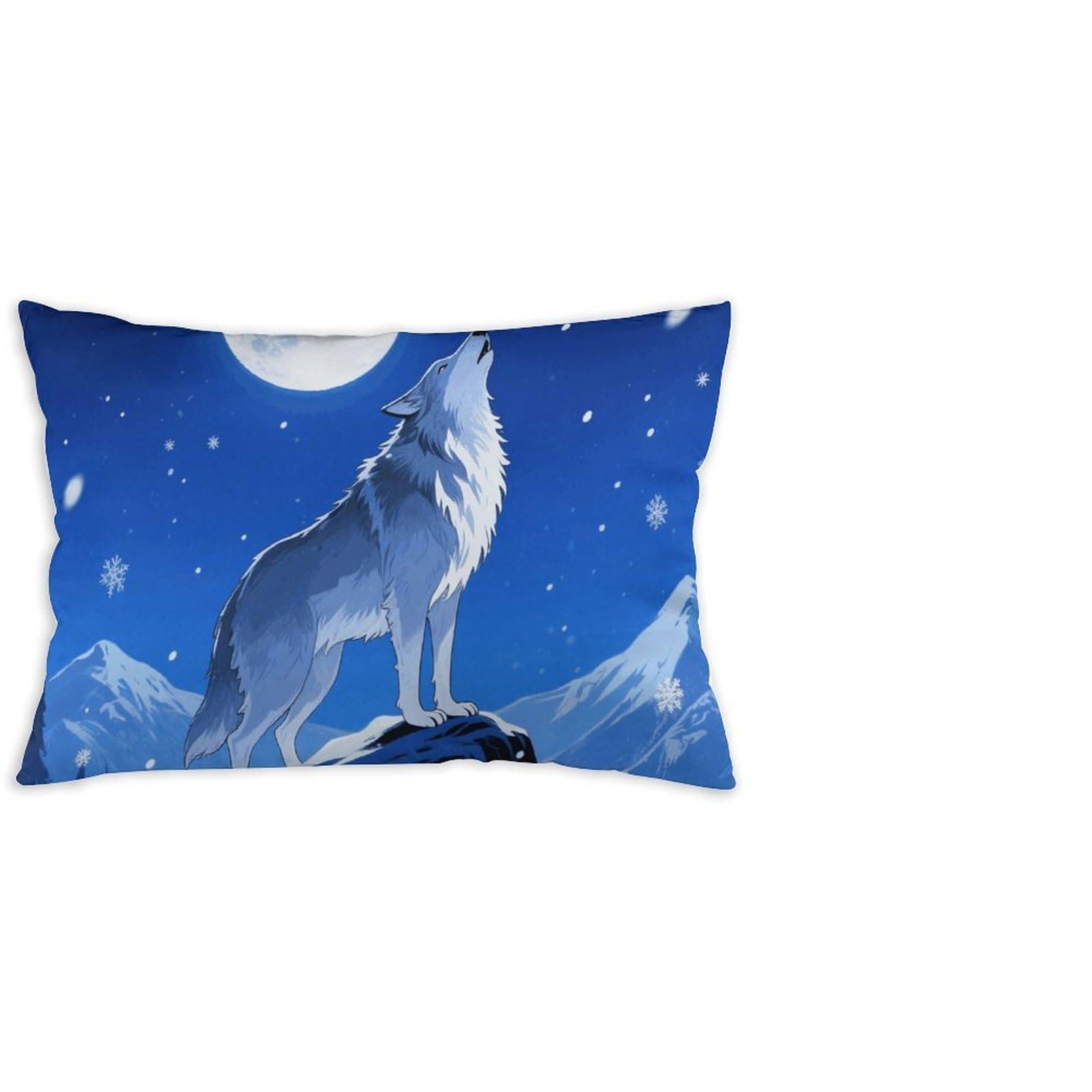 FodPand Decorative Throw Pillow Covers 12x20 Short Plush Wolf Body Pillowcase Cushion Cases with Invisible Zipper Rectangle Lumbar Pillow Shells for Sofa Couch Chair Bed Home Decor