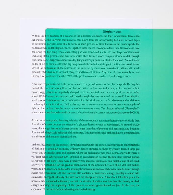 A3 reading aid coloured overlays for Dyslexia & Irlem Syndrome 12 Colours (Leaf)