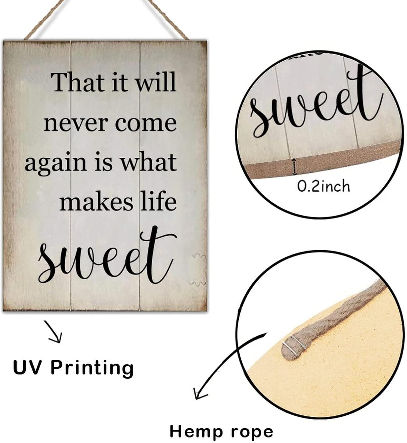 Vintage Wood Sign That It Will Never Come Again is What Makes Life Sweet Wood Wall Plaque Bible Verse Christian Scripture Rustic Signs Farmhouse Wood Signs Wall Decor 18x24in