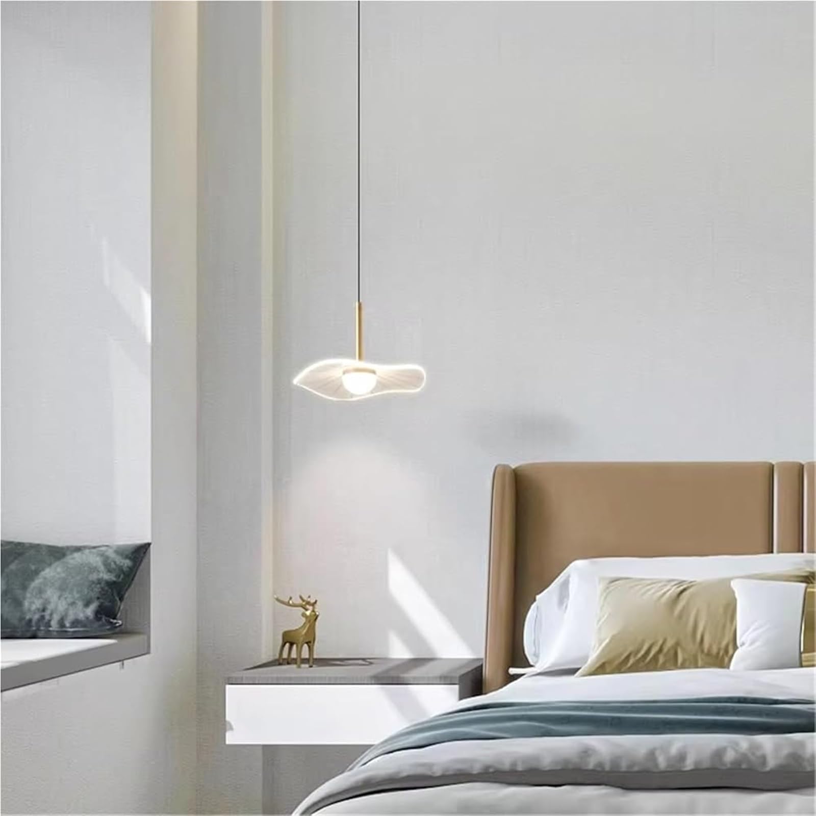 Lustre LED salon moderne dorè dimmable 215cm pour salle à manger