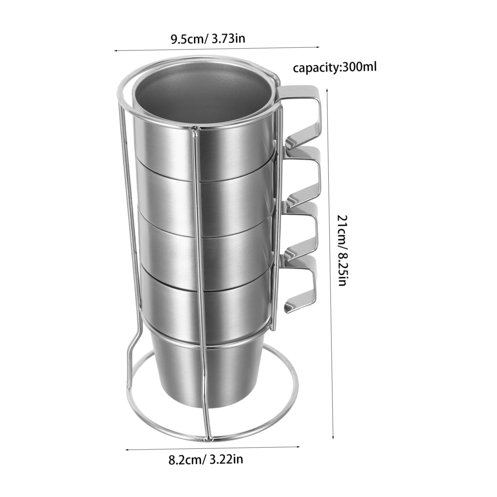 Healifty Tazas Apilables de Acero Inoxidable con Doble Pared y Aislamiento Térmico con Asa y Soporte para Camping Té Café y Bebidas Frías Tazas Infantiles Antitérmicas