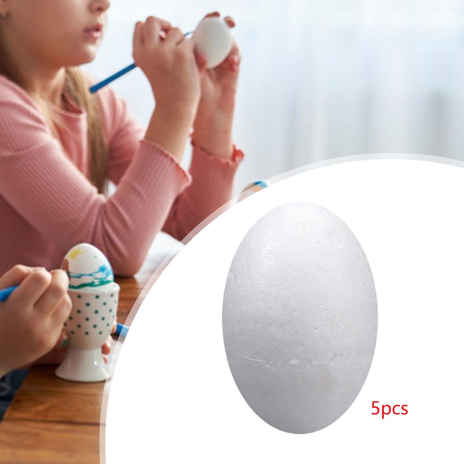 Generic Uova di Polistirolo Espanso, Uova Bianche Non Verniciate, Decorazioni Finte, Uova di Pasqua per Fai Da Te, Decorazioni Fatte a Mano per L'asilo, 5 Pezzi Da 25 Cm