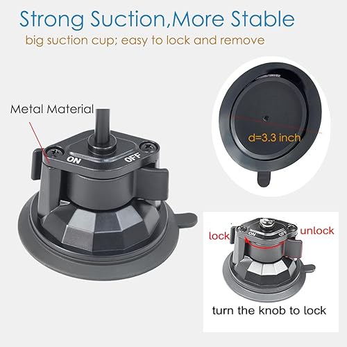 Miniatura 3 de Fotoleey Soporte de coche con ventosa para Insta360 X4, X3X2One RS, compatible con GoPro Hero 1211109, GoPro Max con clip para teléfono celular