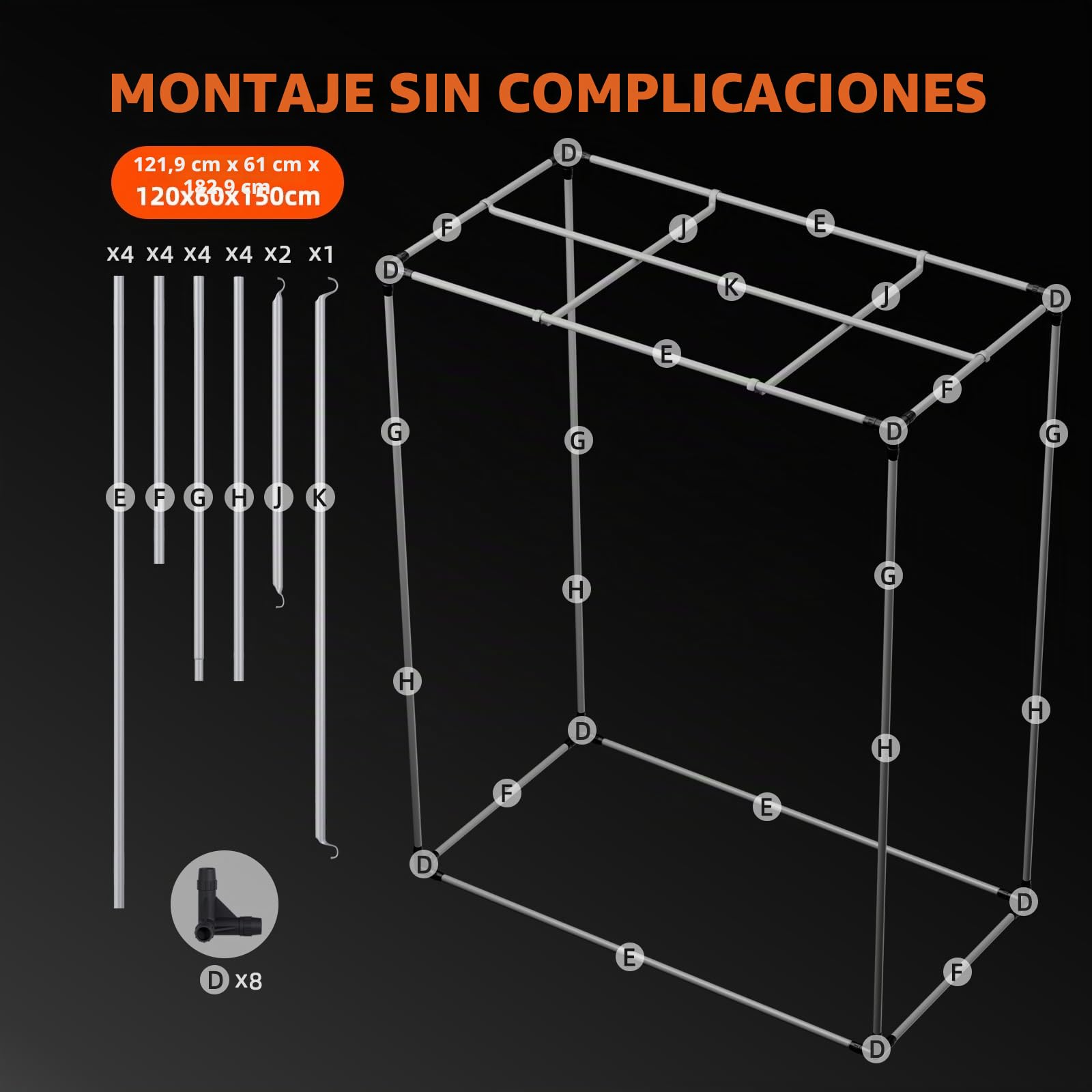 Spider Farmer Tienda de campaña de Cultivo de Grado Profesional 120x60x150cm Tienda de campaña hidropónica Gruesa Hecha de Lona de Mylar, para Cultivo en Interiores con SF2000 4x2x5 pies